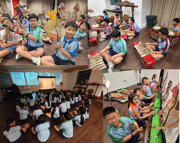 Students tried out different kind of wayang kulit instrument